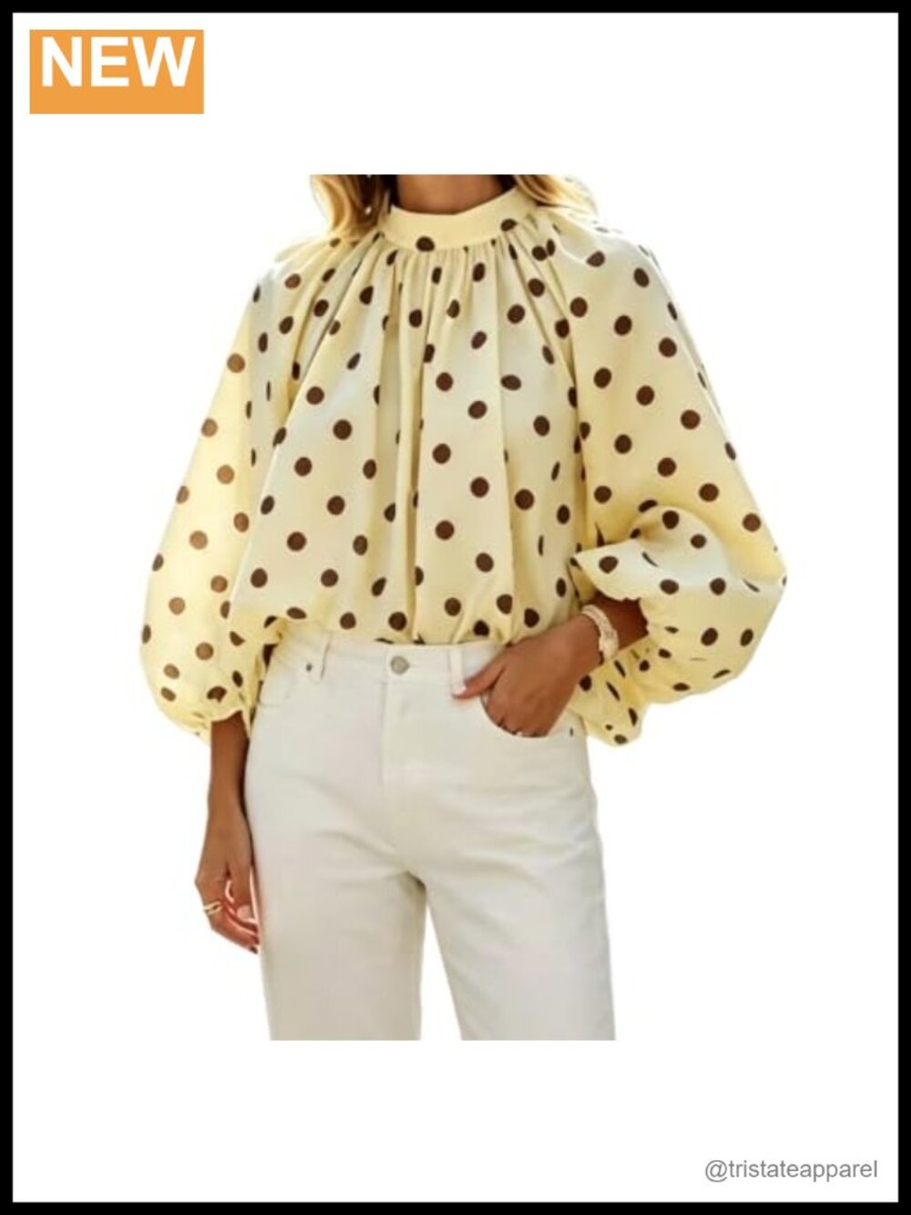 Verdusa Women's Polka Dot Long Sleeve Blouse Mock Neck Bow Tie Back